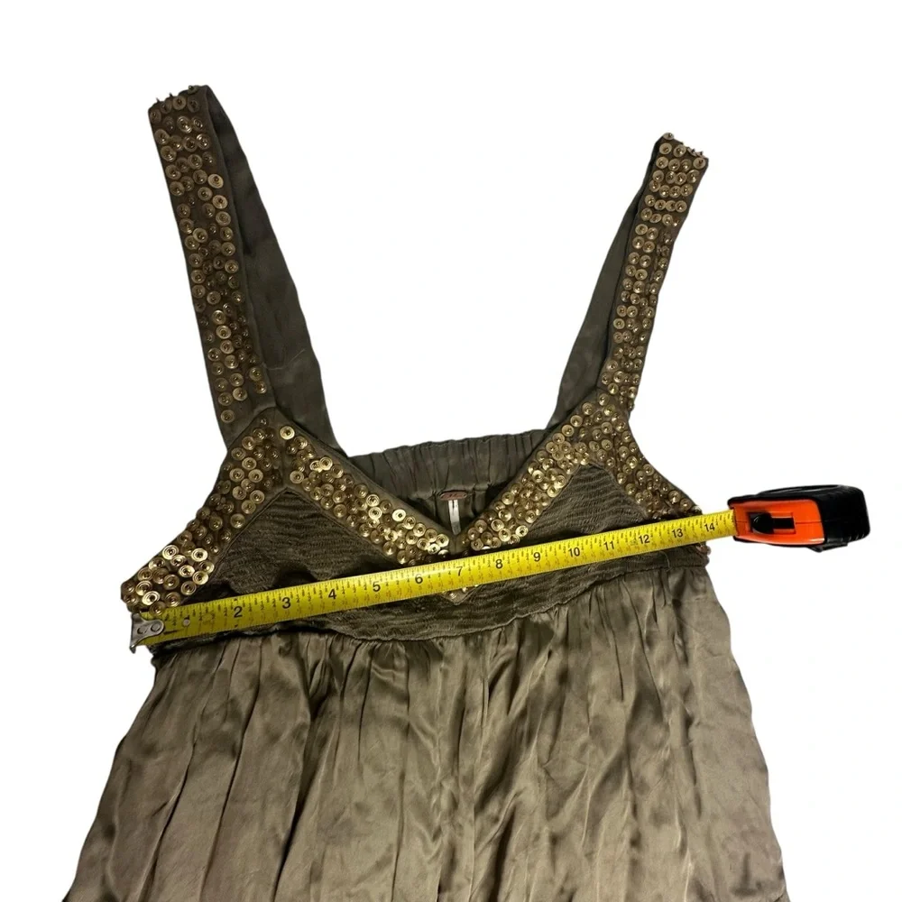 Like New Free People Isadora Studded Silky Maxi Dress olive green - Picture 10 of 15